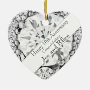 10th Wedding Anniversary, Tin Anniversary Ceramic Tree Decoration