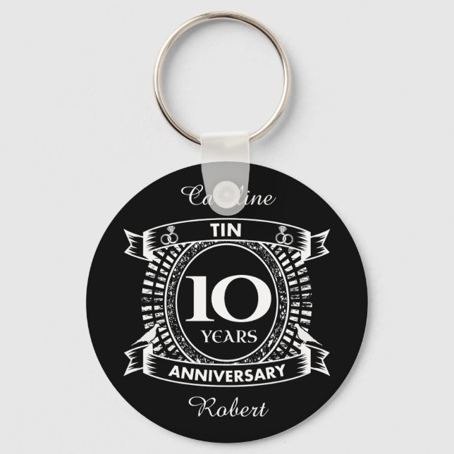 10TH wedding anniversary tin Key Ring (Front)