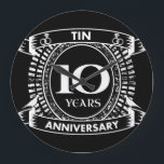10TH wedding anniversary tin Large Clock<br><div class="desc">Your tenth wedding anniversary has the traditional gift is tin. This crest style design is a romantic design for couples celebrating 10 years of marriage. If you would like any help customising this design please contact me, their is an ask this designer button, just below this text. 10th, 10th wedding...</div>