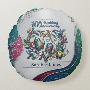 10th Wedding Anniversary We Still Do Photo Decor Round Cushion
