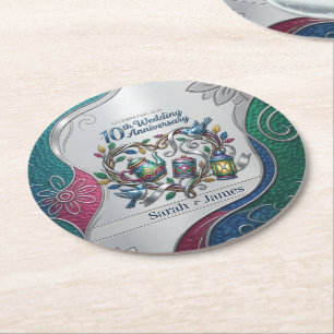 10th Wedding Anniversary We Still Do Photo Decor Round Paper Coaster
