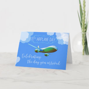 10th Year Aeroplane Adoption Day Green Aeroplane Card