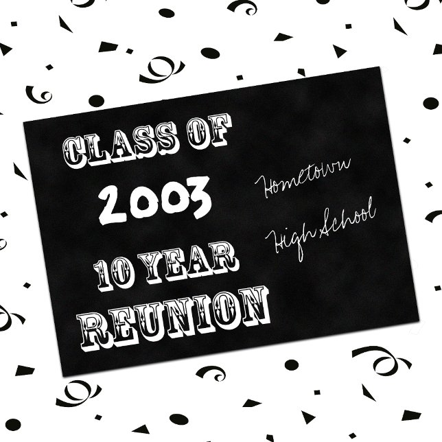 10th Year Class Reunion Black Chalkboard Invitation (Creator Uploaded)