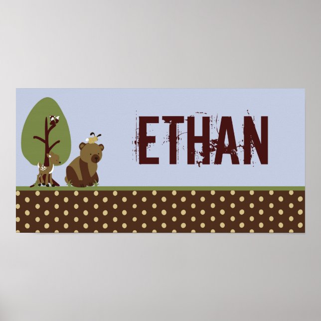 10x20 Nursery Art Name Print Enchanted Hollow Wood (Front)