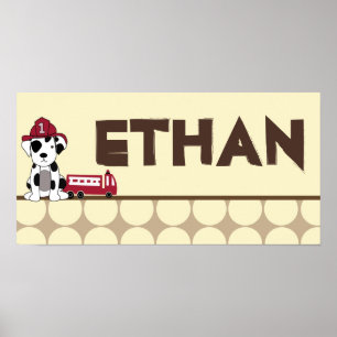 10x20 Nursery Art Name Print Nojo Fire Engine