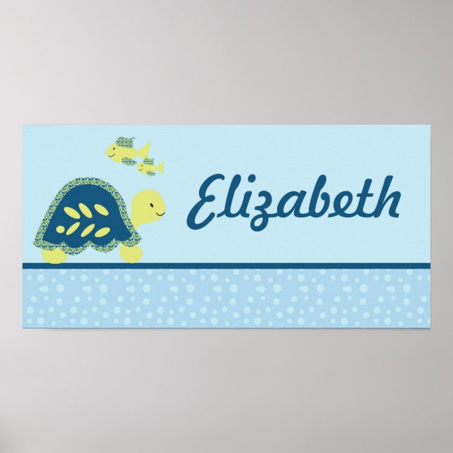 10x20 Nursery Art Name Print Turtle Reef Ocean Sea (Front)