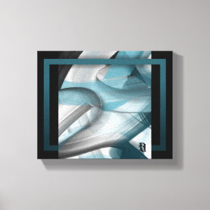 10x8" Trend Abstract Art Canvas Black White Blue Print