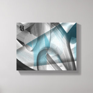 10x8" Trend Abstract Art Canvas Black White Blue Print
