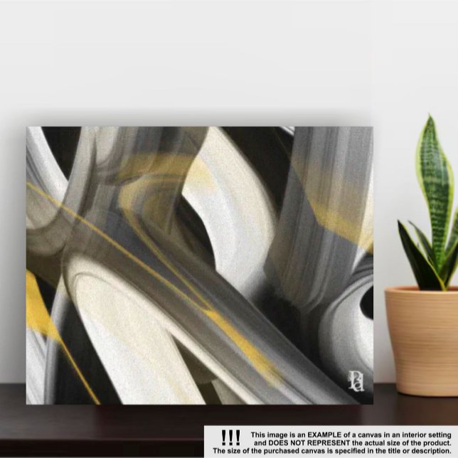 10x8" Trend Abstract Art Canvas Black White Gold Print (Creator Uploaded)