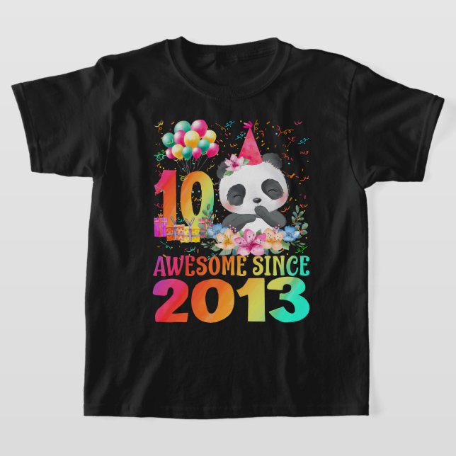 10Years Old 10th Birthday Panda Unicorn Girl Party T-Shirt (Laydown)
