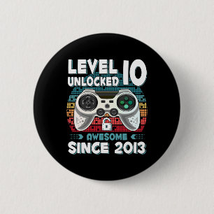 10yr Bday Son Boy Funny Gamer 10th 10 Year Old Bir 6 Cm Round Badge