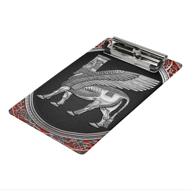 [110] Assyrian Winged Bull - Silver Lamassu Mini Clipboard (Angled3)