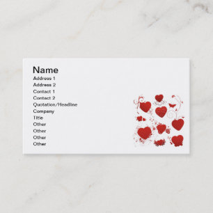 110 red heart shapes swirls wings butterflies business card