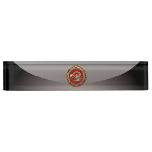 [110] Sacred Golden Scorpion on Red Nameplate