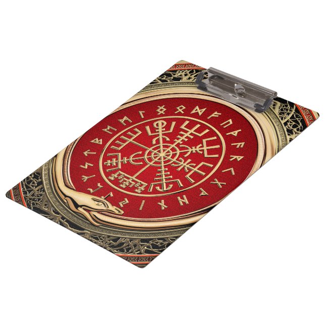 [110] Vegvisir - Viking Gold Magic Runic Compass Clipboard (Angled)