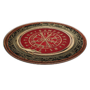 [110] Vegvisir - Viking Gold Magic Runic Compass Cutting Board