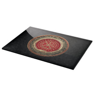 [110] Vegvisir - Viking Gold Magic Runic Compass Cutting Board