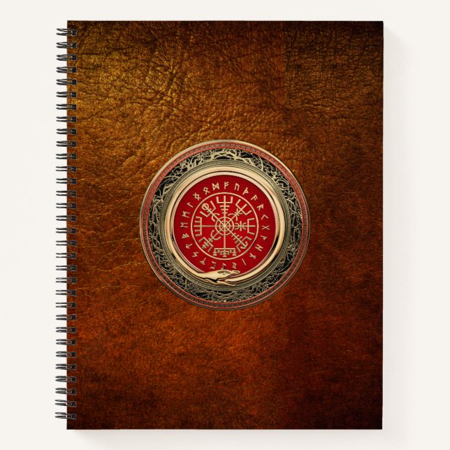 [110] Vegvisir - Viking Gold Magic Runic Compass Notebook (Front)