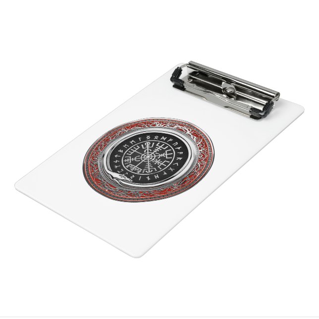 [110] Vegvisir - Viking Silver Magic Runic Compass Mini Clipboard (Angled3)