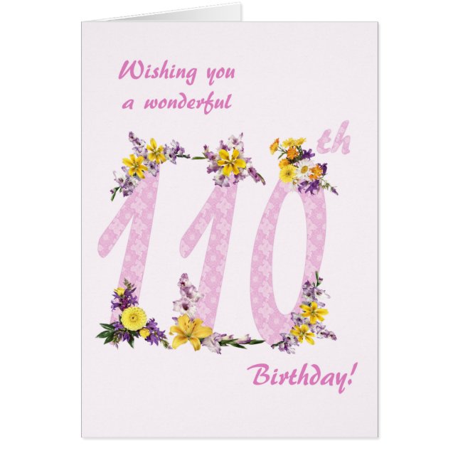 110th Birthday Flower Decorated Numbers (Front)