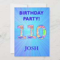 110th Birthday Party Invitation  Words in Letters