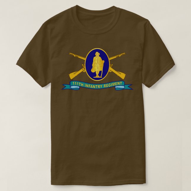 111th Infantry Regiment DUI w Br Ribbon X T-Shirt (Design Front)