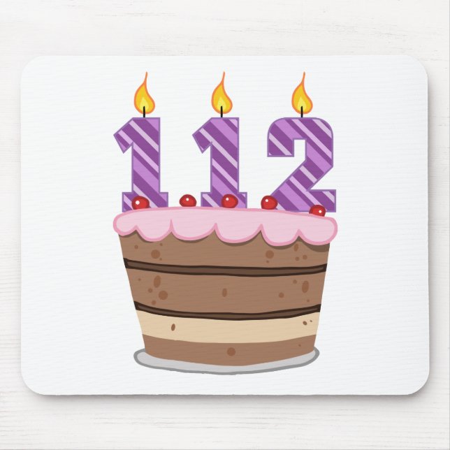 112 Age on Birthday Cake Mouse Pad (Front)