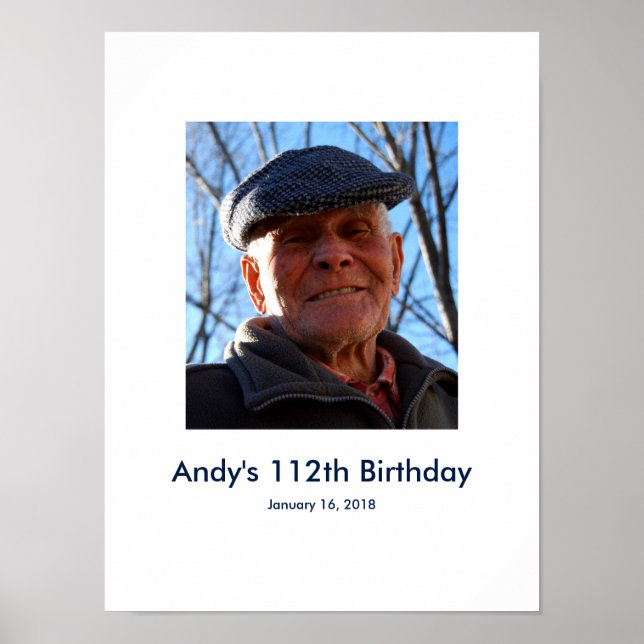 112th Birthday photo custom Sign In Party Board (Front)