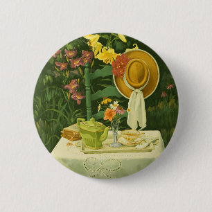 1144 Tea Time in Garden 6 Cm Round Badge