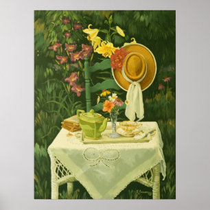1144 Tea Time in Garden Art Print