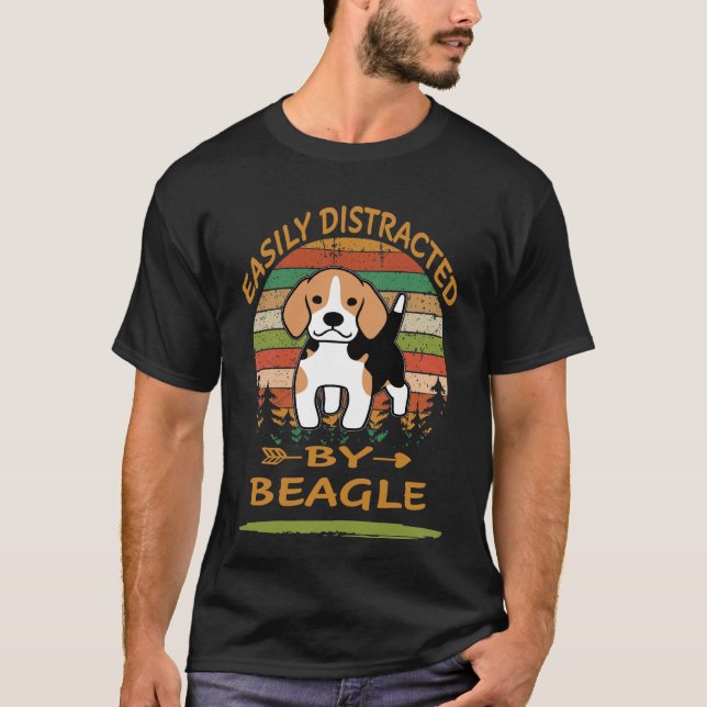 116 Easily Distracted By Beagle T-Shirt (Front)