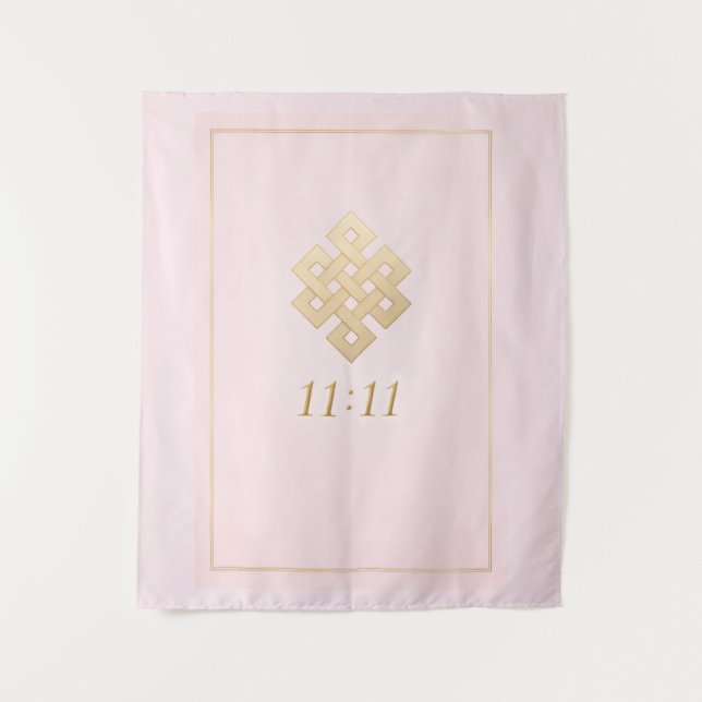 11:11 Eternal Knot Pink Wall Tapestry  (Front)