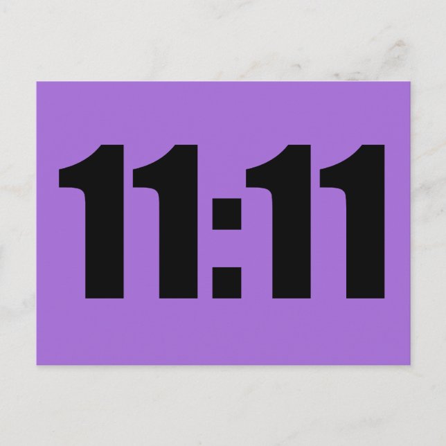 11:11 Lucky Time Digital Clock Purple Postcard (Front)