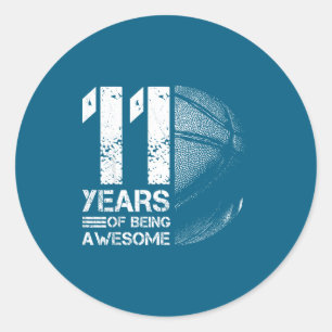 11 11th Old Basketball Basketball Player Years Hum Classic Round Sticker