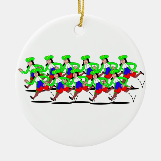 11 Lords Leaping Ceramic Tree Decoration (Front)