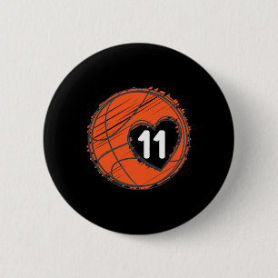 #11 Number 11 in Heart - Basketball Player Cute Gr 6 Cm Round Badge