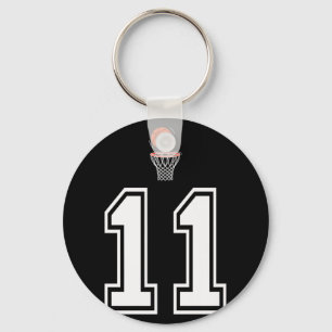 11 Number Basketball Style Vintage White Premium Key Ring