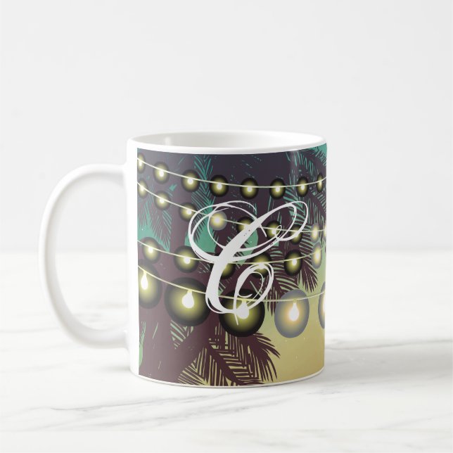 11 Oz. Coffee Mug Beach Sunset Palm Tree String Li (Left)
