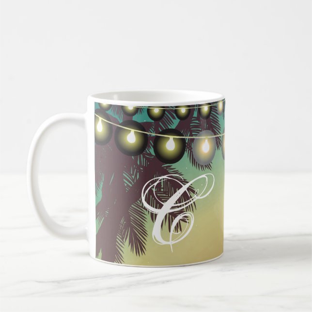 11 Oz. Coffee Mug Beach Sunset Palm Trees String L (Left)