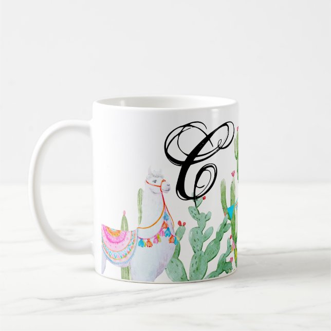 11 Oz. Coffee Mug Boho Llama Bohemian Cacti Desert (Left)