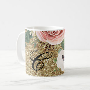 11 Oz. Coffee Mug Geometric Garden Rose Gold Glitt
