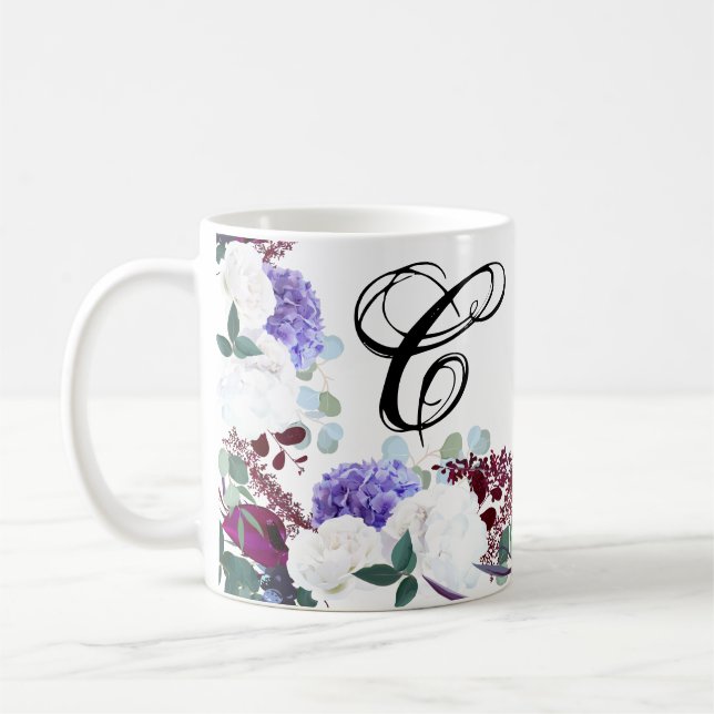 11 Oz. Coffee Mug Lavender Hibiscus on White (Left)