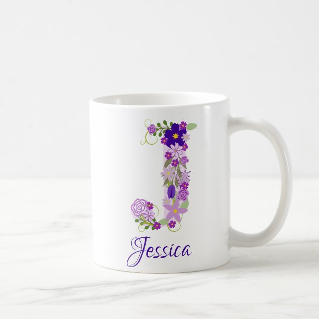 11 oz Lavender Purple Monogrammed Coffee Mug (Right)