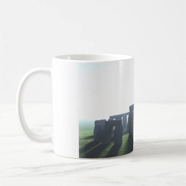 11 oz mug with "Stonehenge in the Mist" image (Left)
