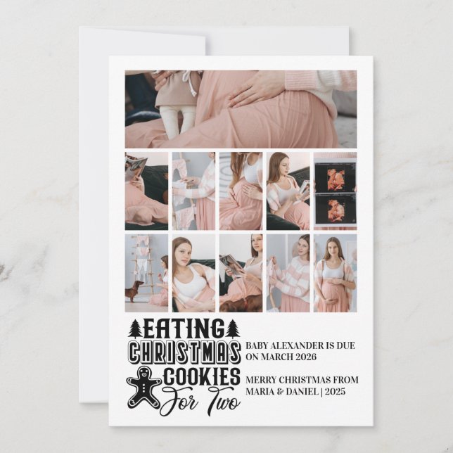 11 Photo Christmas Cookies for 2 Pregnancy  Holiday Card (Front)