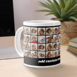11 Photo Collage - all over pattern with text Large Coffee Mug<br><div class="desc">Square photos work best with this template. Add your favourite pics to this fun template. You can use square photos or any photos for this grid.</div>