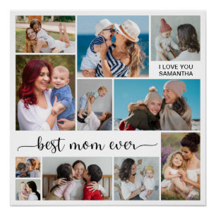 11 Photo Collage Best Mum Ever Glossy Poster