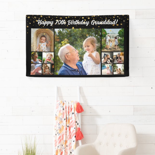 11 Photo Collage happy birthday banner family gold (Insitu)
