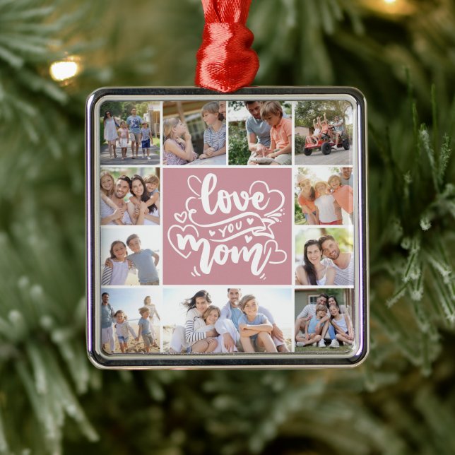 11 Photo Collage Love You Mum Pink Metal Tree Decoration (Tree)