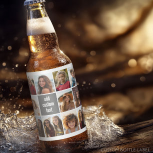 11 Photo Collage - Minimal Grid with Text Beer Bottle Label